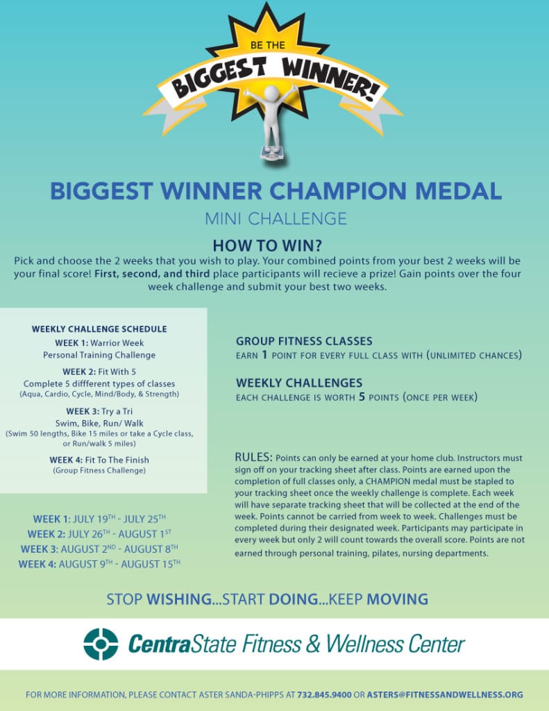 Centrastate Fitness & Wellness Center Biggest Winner Mini Challenge 2014